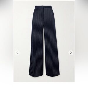 MaxMara Navy Benito pinstriped cotton, cashmere and silk-blend wide-leg pants
